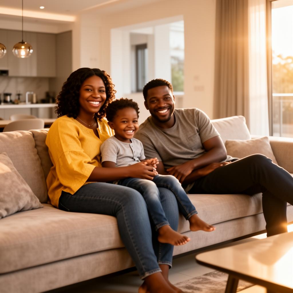 Happy Nigerian family at home